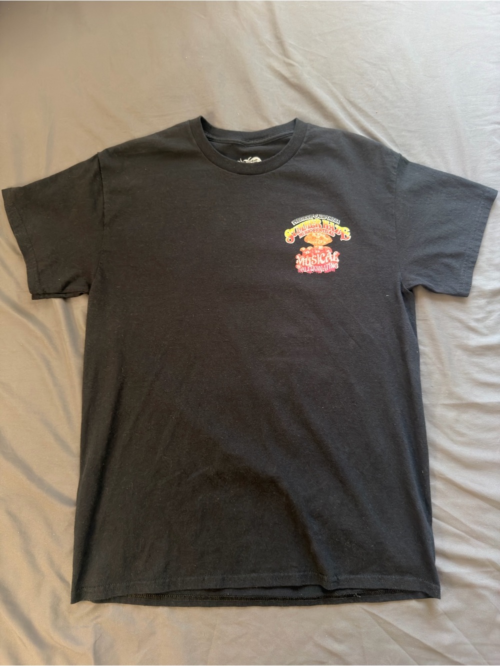 Black Graphic Tee with Summer Haze Music Festival Design